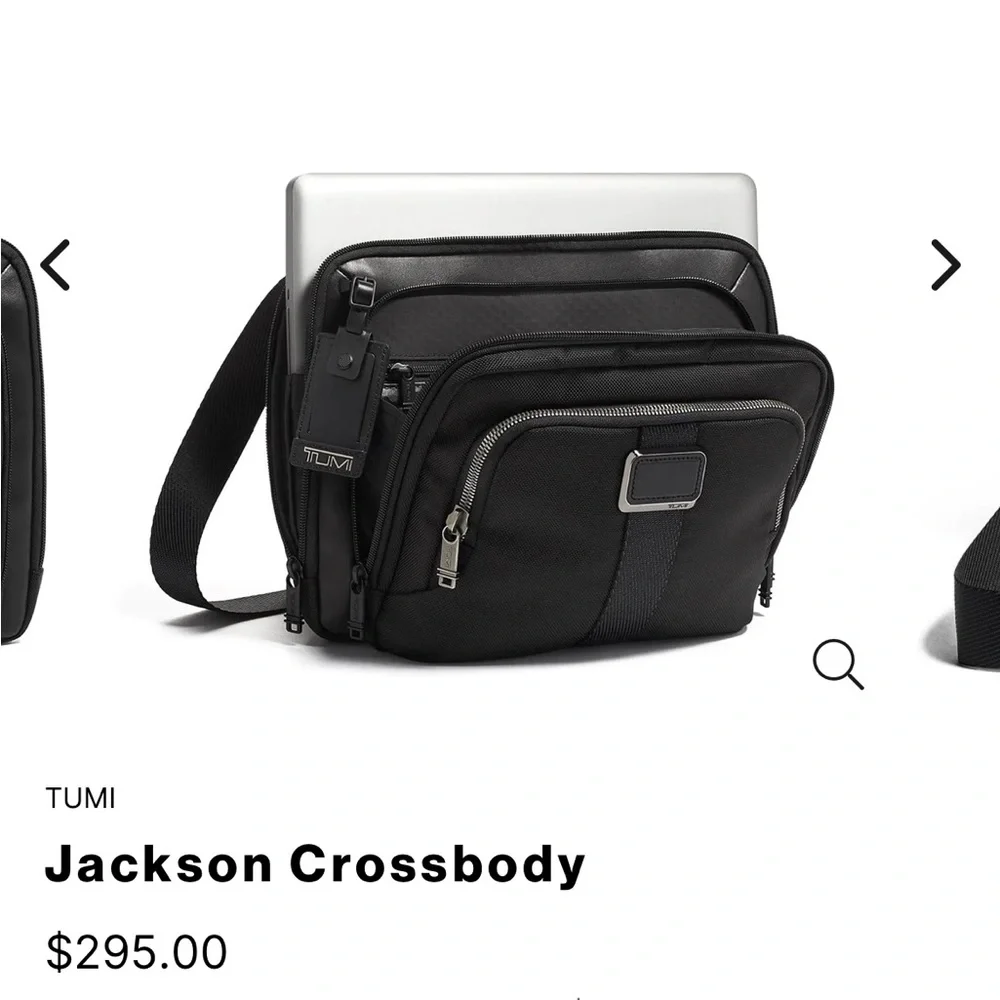 Tumi Black Nylon Messenger Crossbody Bag with Leather Trim